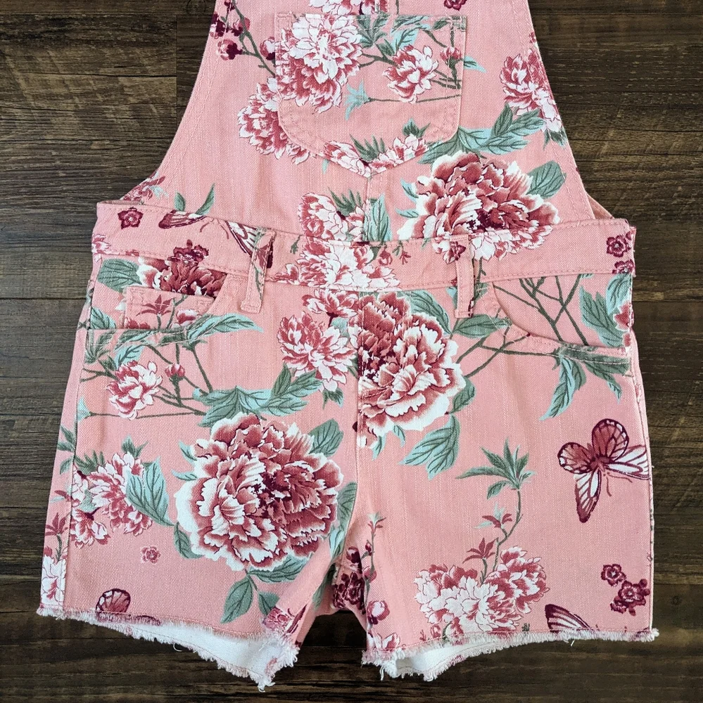 Children's Place Pink Floral Shortalls Overalls